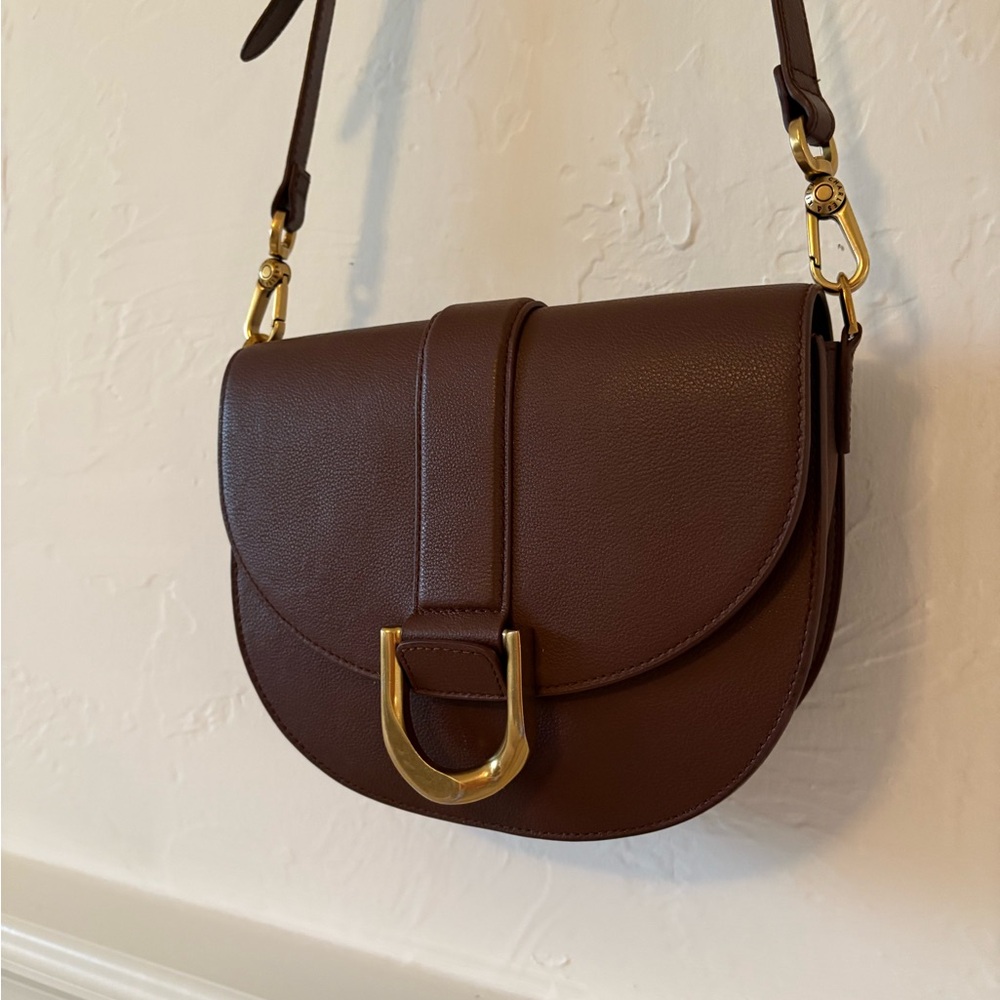 Charles & Keith Brown Crossbody Bag with Gold Accents